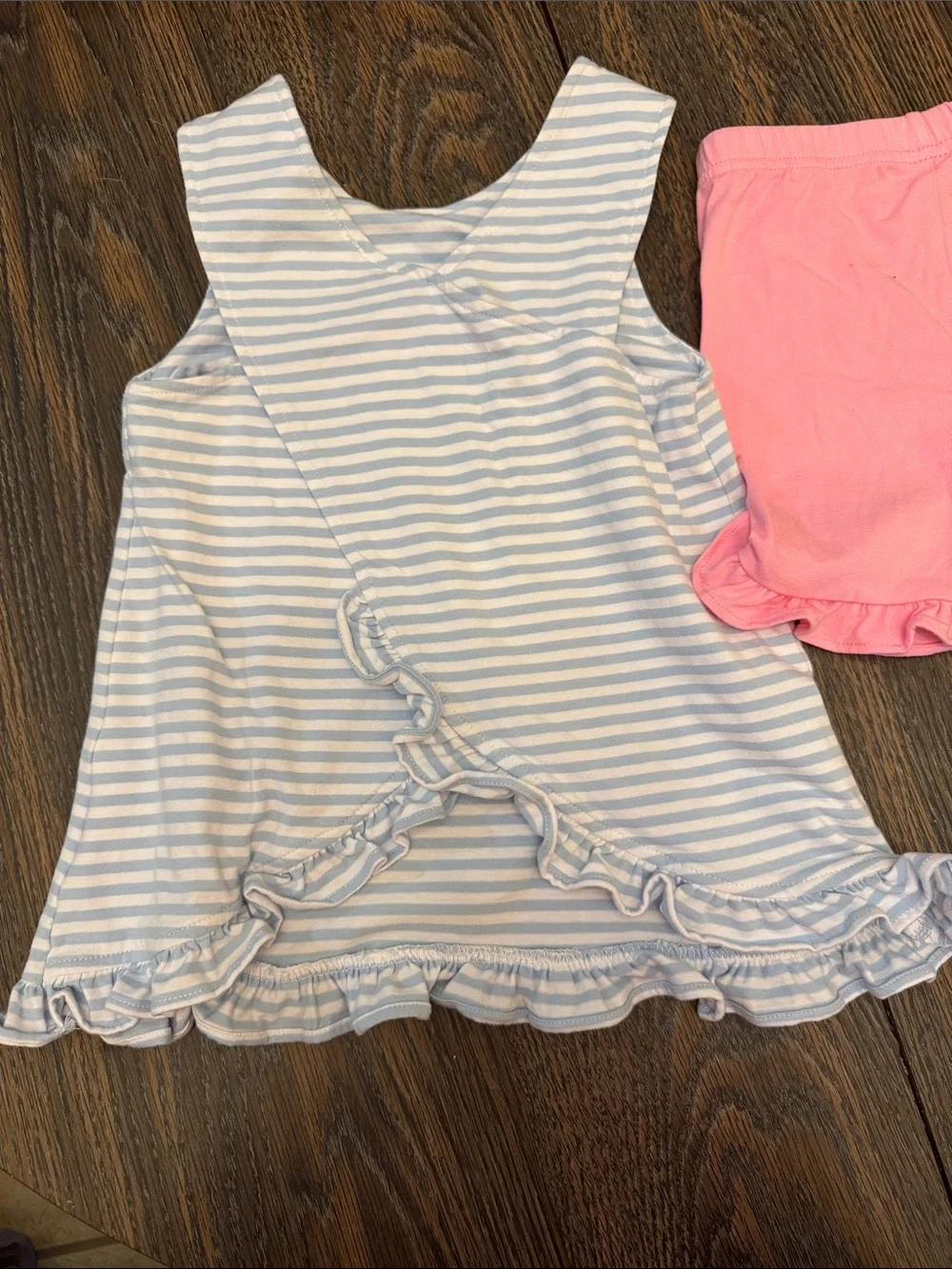 Kids Two-Piece stitchy fish Striped Beach Playset with Pink Shorts